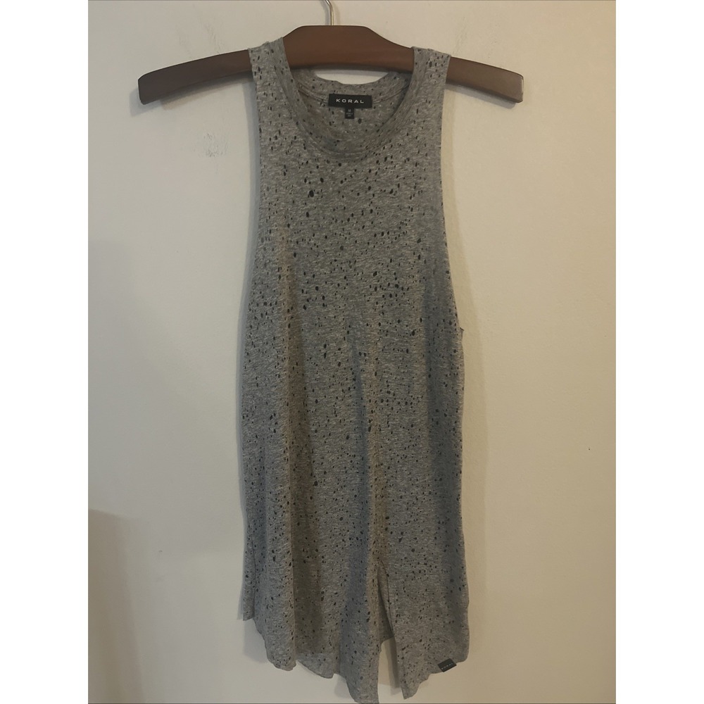 Koral By Ilana Kugel Women's Athletic Mesh Tank Top Sleeveless Gray Size Medium